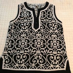 Saint Tropez West linen black and white top